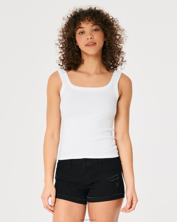 Bottoms Hollister Women Low-Rise Distressed Black Denim Shorts 3\\ 48820686 Black Ripped